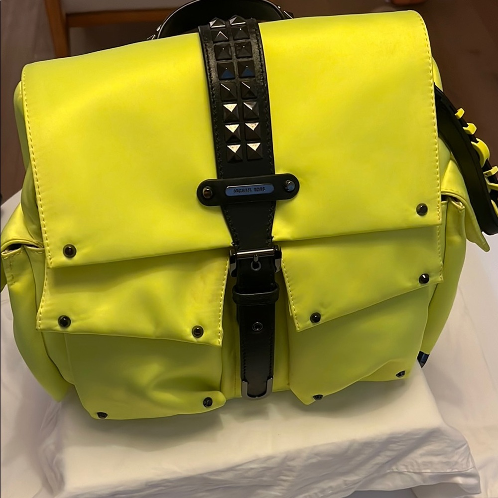 Michael Kors Neon Yellow Backpack with Black Details